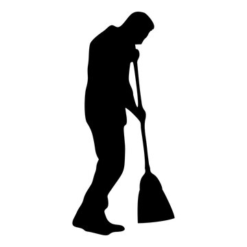 recommend clip art: silhouette of a person sweeping or mopping