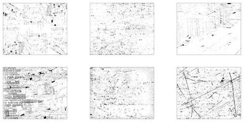 Grunge distress wall bundle image. Grungy Background textures High-Quality Vector Files for unique and creative design. Set of 6 textured black backgrounds. Retro backgrounds