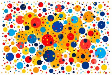 Playful pattern with colorful circles and dots representing fun and creativity in a vibrant and whimsical design