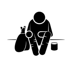 Homeless People Icon. Helpless Family. Beggar Symbol. Social Problem and Poverty Sign - Vector.  