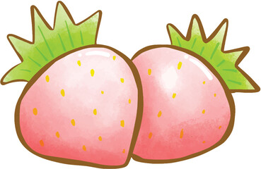Watercolor style strawberry painting, fruit