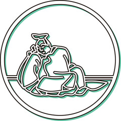 カラーシャドウ円形シンプル百人一首　猿丸大夫