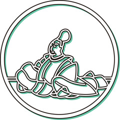 カラーシャドウ円形シンプル百人一首　安倍仲麿