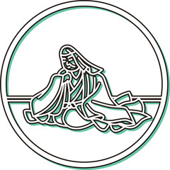 カラーシャドウ円形シンプル百人一首　蟬丸