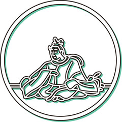 カラーシャドウ円形シンプル百人一首　参議篁