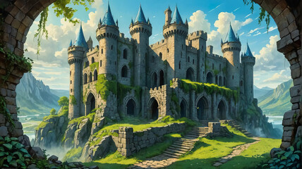 fantasy, castle, ruins, medieval, adventure, magic  Fantasy RPG character 