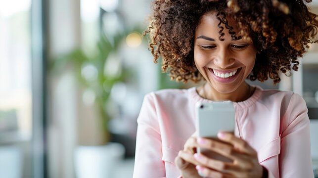 Happy employee viewing e-payment on phone, professional workplace, payday excitement, digital delight, financial success, joyful expression