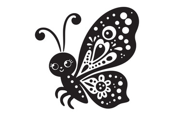 Cute Butterfly silhouette of vector illustration with white background