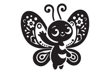 Cute Butterfly silhouette of vector illustration with white background