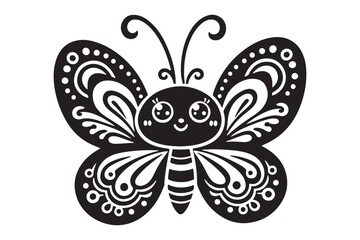 Cute Butterfly silhouette of vector illustration with white background.