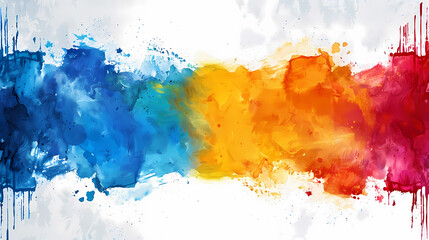 Obraz premium Vibrant abstract watercolor painting with splashes of blue, yellow, and red hues