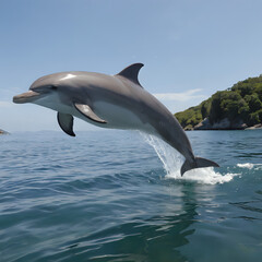 Fototapeta premium dolphin jumping out of the water with its mouth open