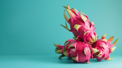 Fototapeta premium Fresh dragonfruit isolated on blue background