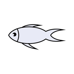 Fish Icon. Water Animal. Tuna Symbol - Vector Logo Template.  