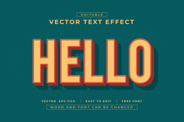 Obraz premium Hello 3D text effect with retro style