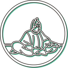 カラーシャドウ円形シンプル百人一首　元良親王