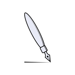 Fountain Pen Icon. Write, Signature. Vintage Device Symbol for Design, Presentation, Website, or Apps Elements.    