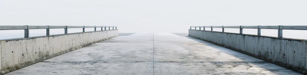 Obraz premium Minimalist empty concrete bridge extending into fog