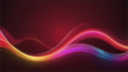 Obraz premium Blur and noise background with shiny rainbow wave lines isolated dark red background