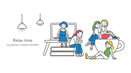 リラックスした女性たちのベクターイラスト