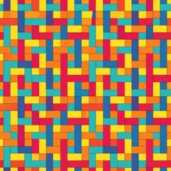 seamless pattern of colorful basketweave with alternating bright shades, Generative AI