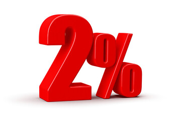 2 Percent Off Sale Red Number 3D