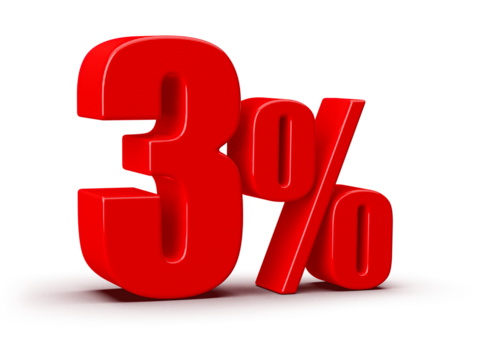 3 Percent Off Sale Red Number 3D