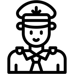 Vector Icon Captain, Job, Brown Hair, Caucasian, Professions And Jobs