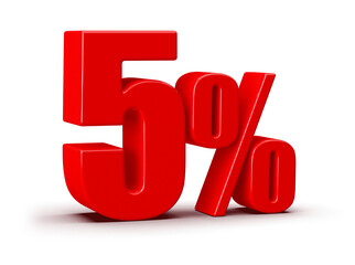 5 Percent Off Sale Red Number 3D