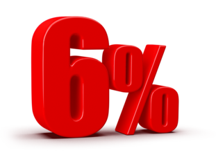 6 Percent Off Sale Red Number 3D