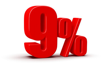 9 Percent Off Sale Red Number 3D