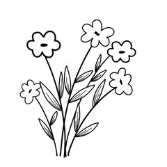 Wild flowers sketch illustration