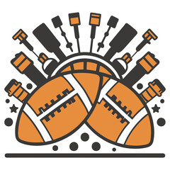 Image of a bat and ball, depicted in an illustration and vector format