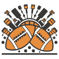 Cricket ball and bat vector illustration with football, basketball