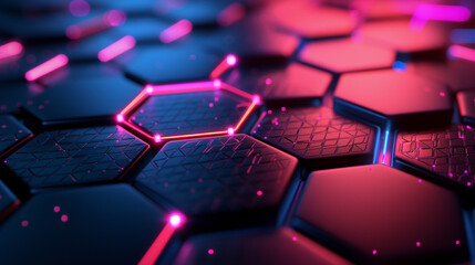 Glowing hexagon pattern background