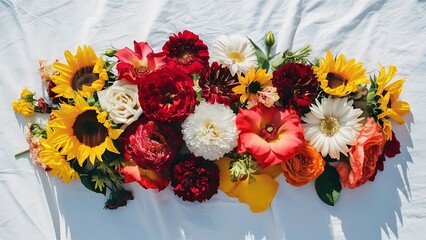 Fototapeta premium Summer flowers on white background