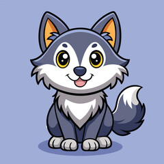 Fototapeta premium Cute Wolf Cartoon Vector Icon Illustration.