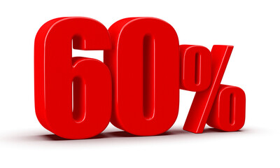 60 Percent Off Sale Red Number 3D