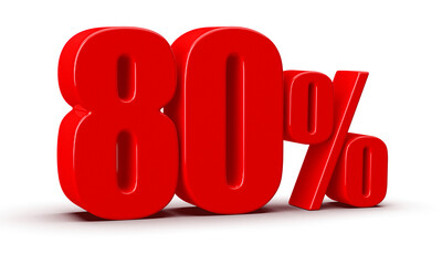 80 Percent Off Sale Red Number 3D
