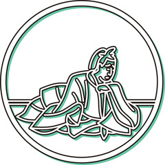 カラーシャドウ円形シンプル百人一首　源宗于朝臣