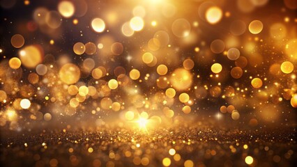 Elegant warm golden bokeh lights softly focus on dark background with subtle shimmering abstract overlay transition effect.