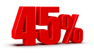 45 Percent Off Sale Red Number 3D