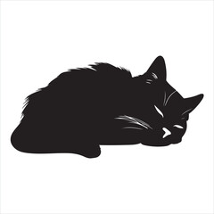 cat sleeps silhouette white background
