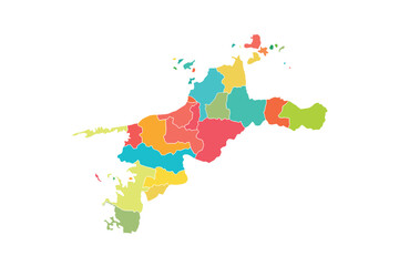 Obraz premium Ehime map isolated modern colorful style. for website layouts, background, education, precise, customizable, Travel worldwide, map silhouette backdrop, earth geography, political, reports. 