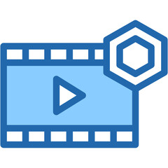 Vector Icon Video, Media, Non Fungible Token, Block chain, Movie, Reel