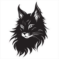 Beautiful illustration of a cat Cat head silhouette white background
