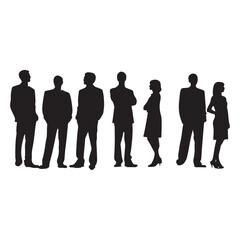 People working group of standing business people set  silhouette white background
