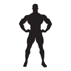 Muscular bodybuilder silhouette white background
