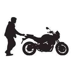 Fototapeta premium Man riding a motorcycle silhouette white background 