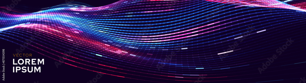Aufkleber cyber big data flow particles tech business or science background. medical research or tech innovati